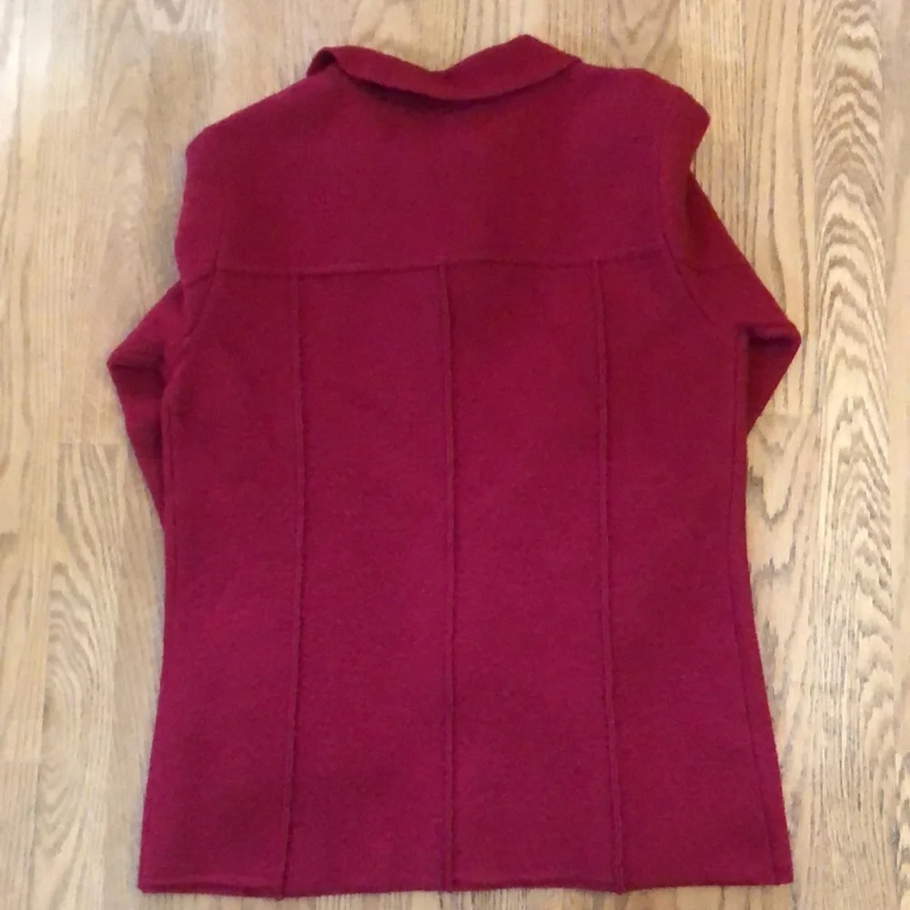 Chico’s Boiled Wool Cardigan Raspberry - Picture 6 of 8